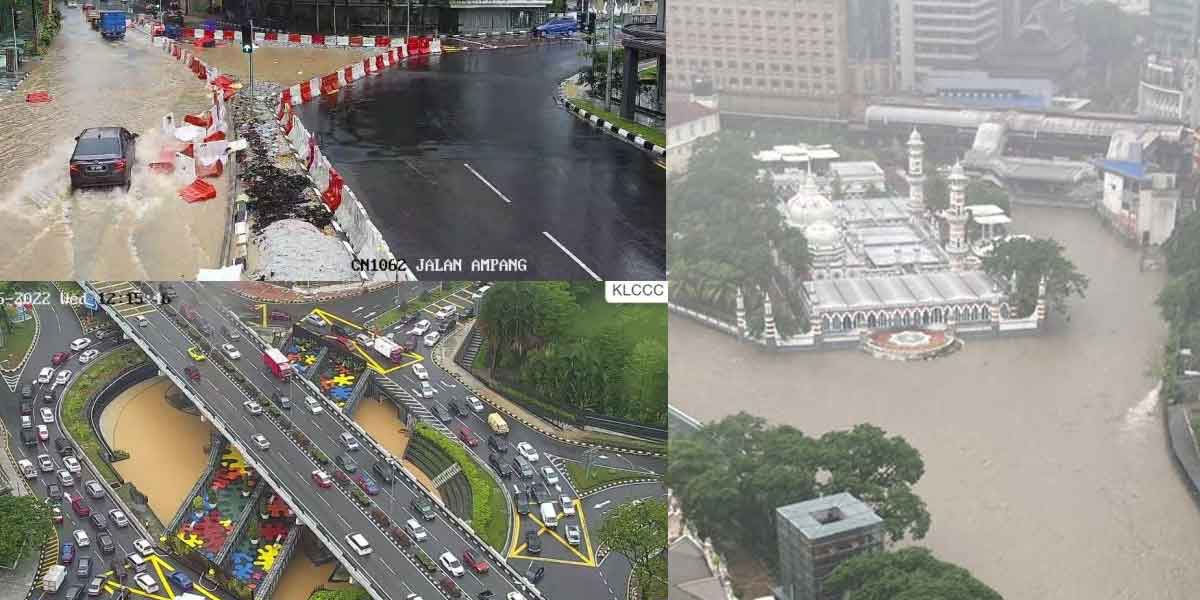 KL banjir besar lagi, Masjid Jamek sikit lagi nak tenggelam