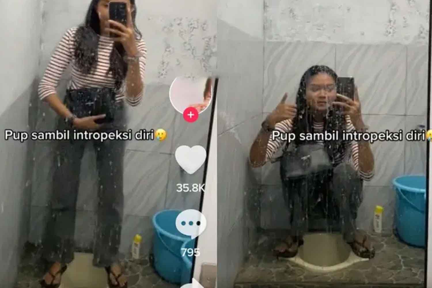 Gadis rakam buang air sambil pandang cermin besar jadi bualan netizen