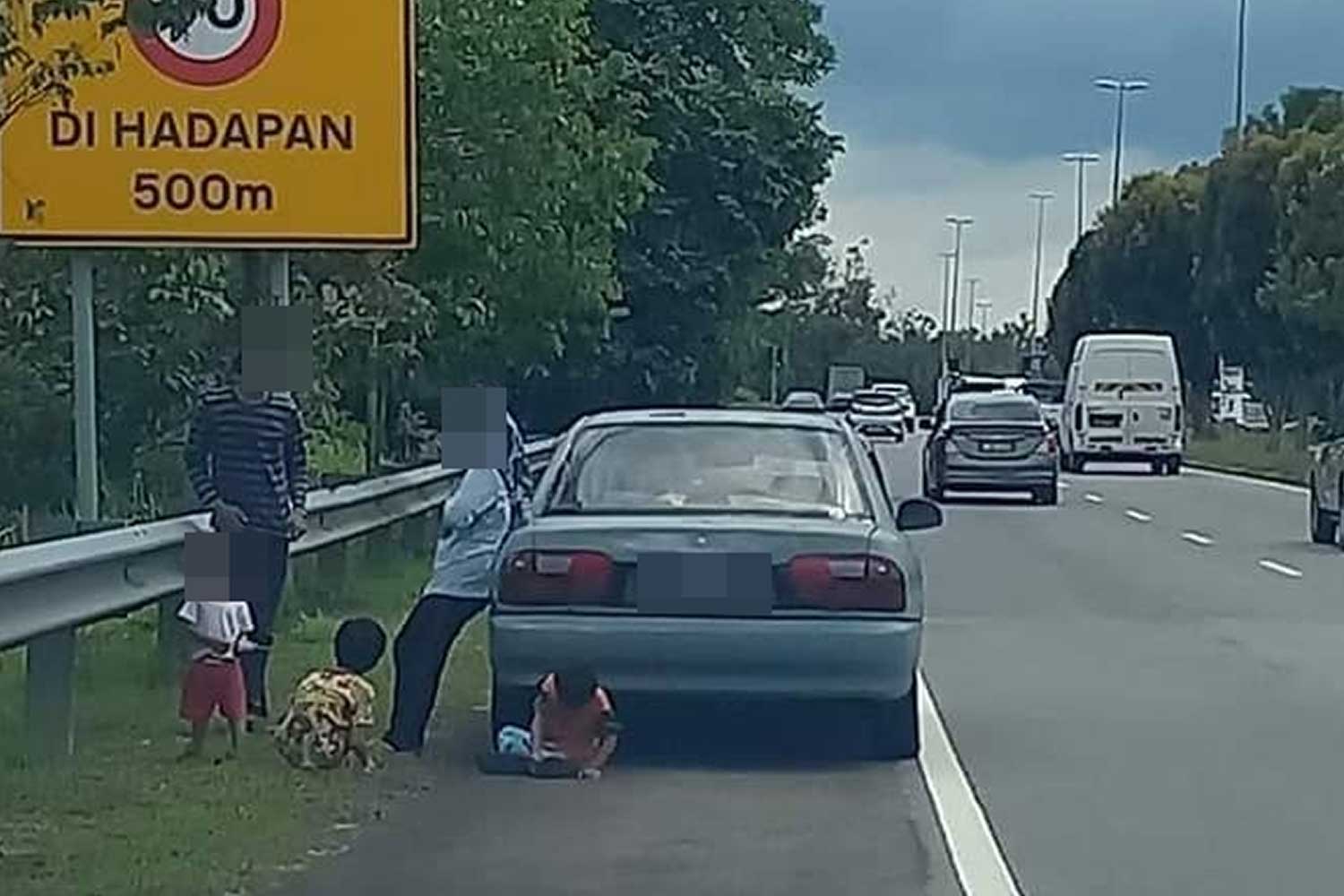 'Rupanya suami isteri bawa anak hanya pura-pura tolak kereta nak raih simpati'